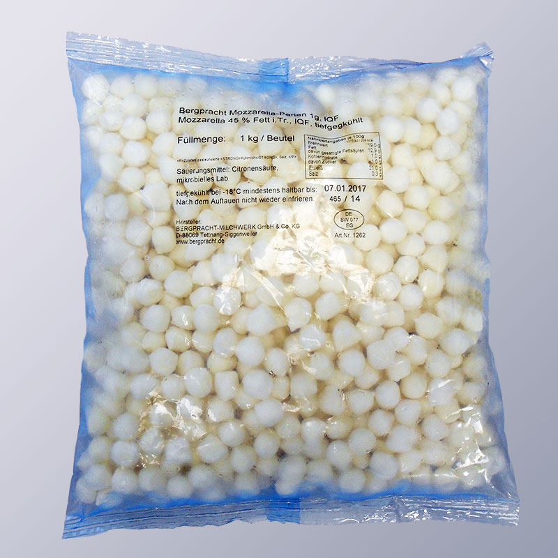 TK/ IQF Mozzarella Perlen 1 g / 1 kg Einheit